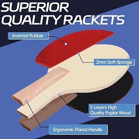 Ping Pong Paddles Set Portable Table Tennis Paddles Set