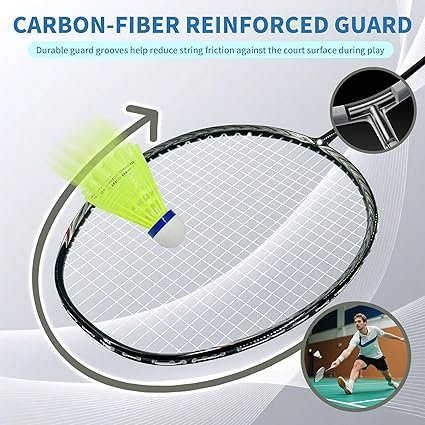 Senston N80 Badminton Rackets Set Full Carbon Fiber 5U Lightweight Racquets with AntiSlip Grip 2 Carry Bags OutdoorBackyard Sports for Adults Teens Family Games